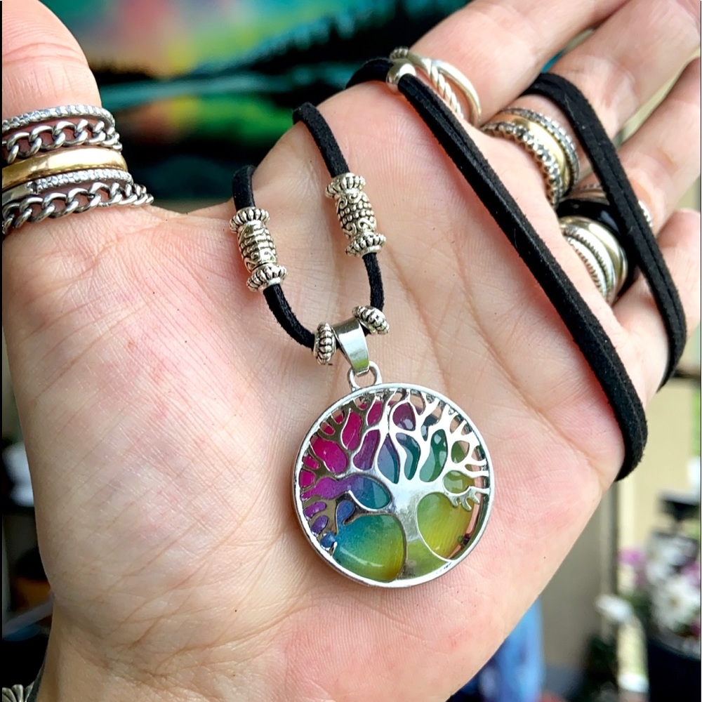 Tree of life boho suede adjustable choker necklace - Picture 5 of 8